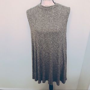 Gray Sleeveless Sweater Dress Tunic Top